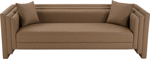 Selene 88.5" Brown Vegan Leather Upholstered Sofa, 1 Piece