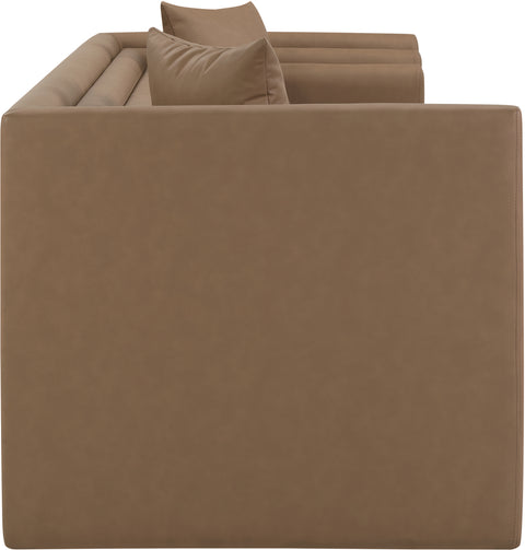Selene 88.5" Brown Vegan Leather Upholstered Sofa, 1 Piece