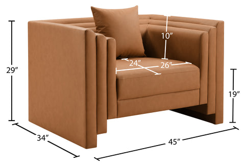 Selene Cognac Vegan Leather Upholstered Chair, 1 Piece