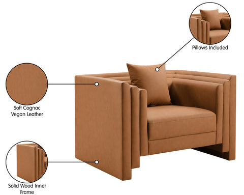 Selene Cognac Vegan Leather Upholstered Chair, 1 Piece