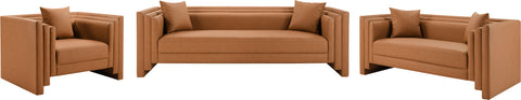 Selene Cognac Vegan Leather Upholstered Chair, 1 Piece