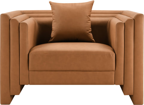 Selene Cognac Vegan Leather Upholstered Chair, 1 Piece