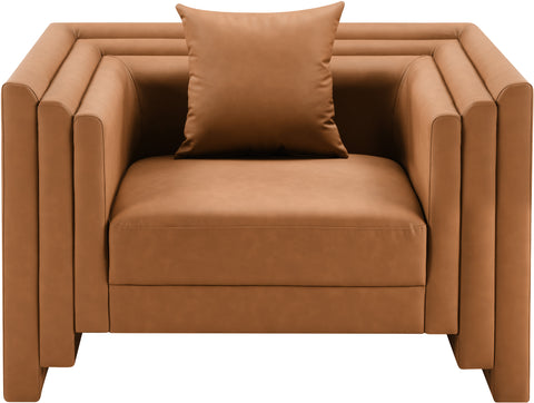 Selene Cognac Vegan Leather Upholstered Chair, 1 Piece