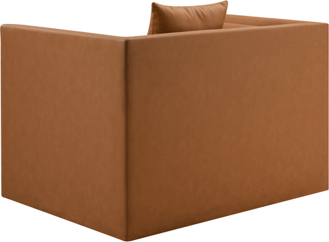 Selene Cognac Vegan Leather Upholstered Chair, 1 Piece
