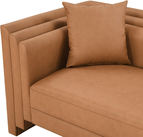 Selene Cognac Vegan Leather Upholstered Chair, 1 Piece