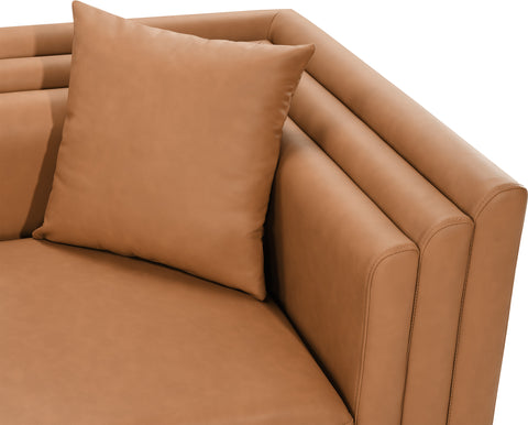 Selene 67" Cognac Vegan Leather Upholstered Loveseat, 1 Piece