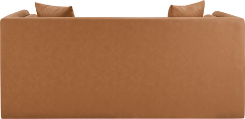 Selene 67" Cognac Vegan Leather Upholstered Loveseat, 1 Piece