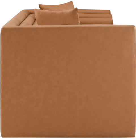 Selene 67" Cognac Vegan Leather Upholstered Loveseat, 1 Piece