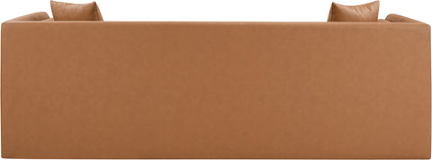 Selene 88.5" Cognac Vegan Leather Upholstered Sofa, 1 Piece