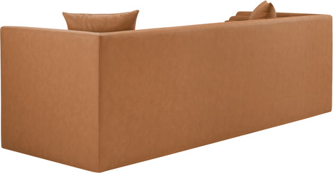 Selene 88.5" Cognac Vegan Leather Upholstered Sofa, 1 Piece