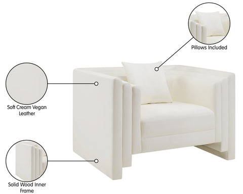 Selene Cream Vegan Leather Upholstered Chair, 1 Piece