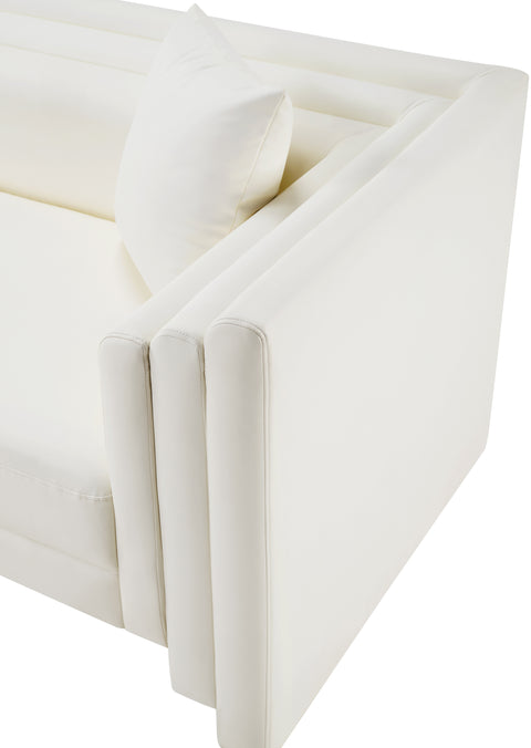 Selene Cream Vegan Leather Upholstered Chair, 1 Piece