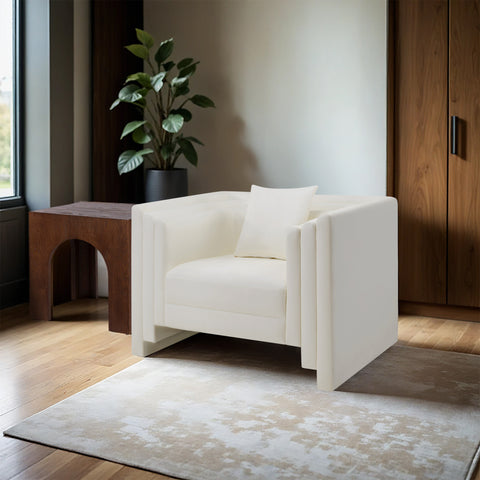 Selene Cream Vegan Leather Upholstered Chair, 1 Piece