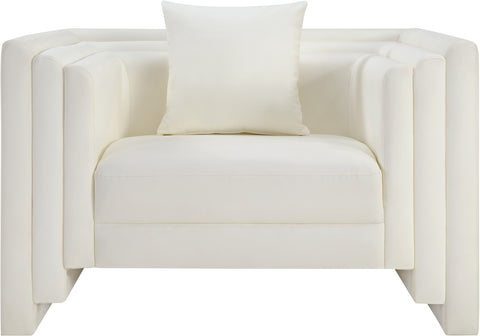 Selene Cream Vegan Leather Upholstered Chair, 1 Piece