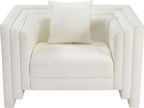 Selene Cream Vegan Leather Upholstered Chair, 1 Piece