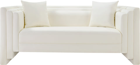 Selene 67" Cream Vegan Leather Upholstered Loveseat, 1 Piece