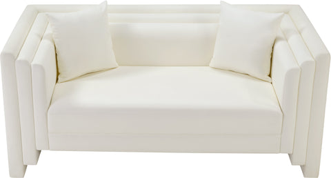 Selene 67" Cream Vegan Leather Upholstered Loveseat, 1 Piece