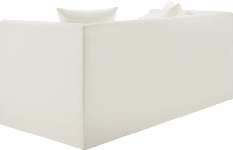 Selene 67" Cream Vegan Leather Upholstered Loveseat, 1 Piece