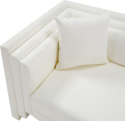 Selene 67" Cream Vegan Leather Upholstered Loveseat, 1 Piece