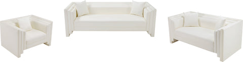 Selene 88.5" Cream Vegan Leather Upholstered Sofa, 1 Piece
