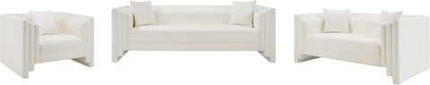 Selene 88.5" Cream Vegan Leather Upholstered Sofa, 1 Piece
