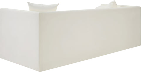 Selene 88.5" Cream Vegan Leather Upholstered Sofa, 1 Piece
