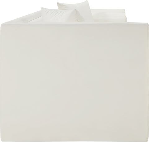 Selene 88.5" Cream Vegan Leather Upholstered Sofa, 1 Piece