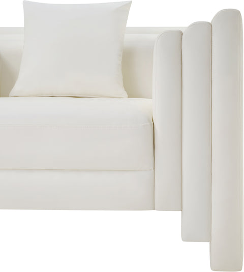 Selene 88.5" Cream Vegan Leather Upholstered Sofa, 1 Piece