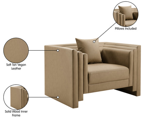 Selene Tan Vegan Leather Upholstered Chair, 1 Piece