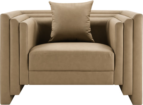 Selene Tan Vegan Leather Upholstered Chair, 1 Piece