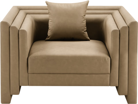 Selene Tan Vegan Leather Upholstered Chair, 1 Piece