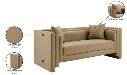 Selene 67" Tan Vegan Leather Upholstered Loveseat, 1 Piece