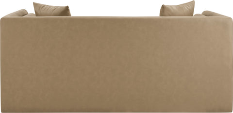 Selene 67" Tan Vegan Leather Upholstered Loveseat, 1 Piece