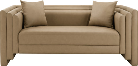 Selene 67" Tan Vegan Leather Upholstered Loveseat, 1 Piece