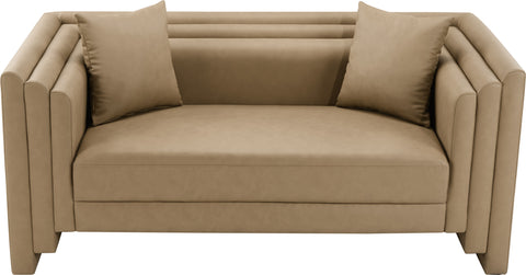 Selene 67" Tan Vegan Leather Upholstered Loveseat, 1 Piece