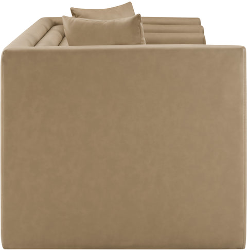 Selene 67" Tan Vegan Leather Upholstered Loveseat, 1 Piece