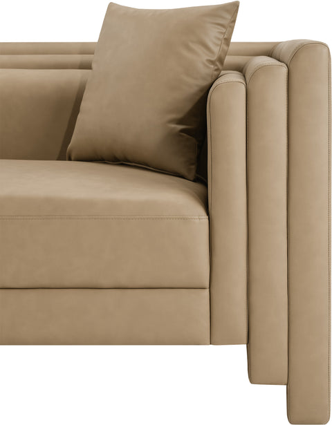 Selene 67" Tan Vegan Leather Upholstered Loveseat, 1 Piece
