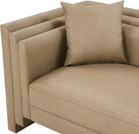 Selene 67" Tan Vegan Leather Upholstered Loveseat, 1 Piece