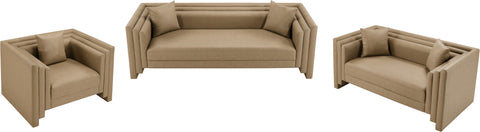 Selene 88.5" Tan Vegan Leather Upholstered Sofa, 1 Piece