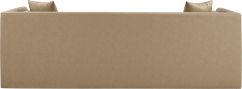 Selene 88.5" Tan Vegan Leather Upholstered Sofa, 1 Piece