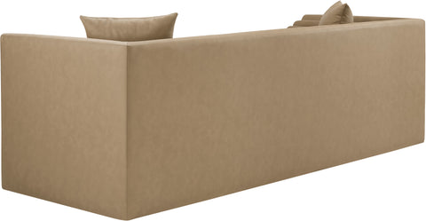 Selene 88.5" Tan Vegan Leather Upholstered Sofa, 1 Piece