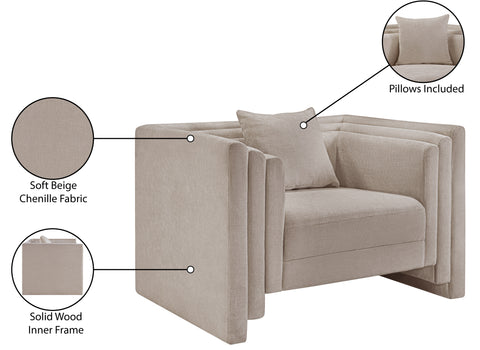 Anzio Beige Chenille Fabric Chair