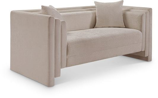 Anzio Beige Chenille Fabric Loveseat