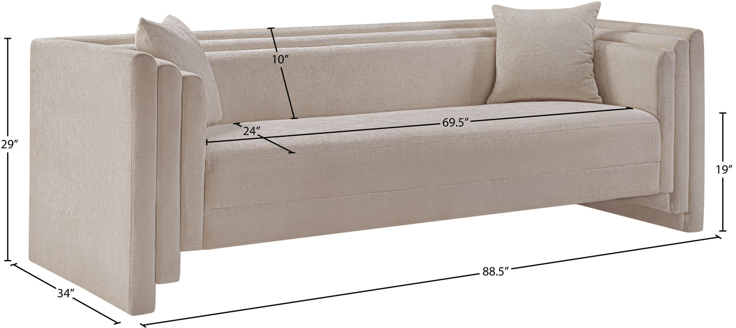 anzio beige chenille fabric sofa