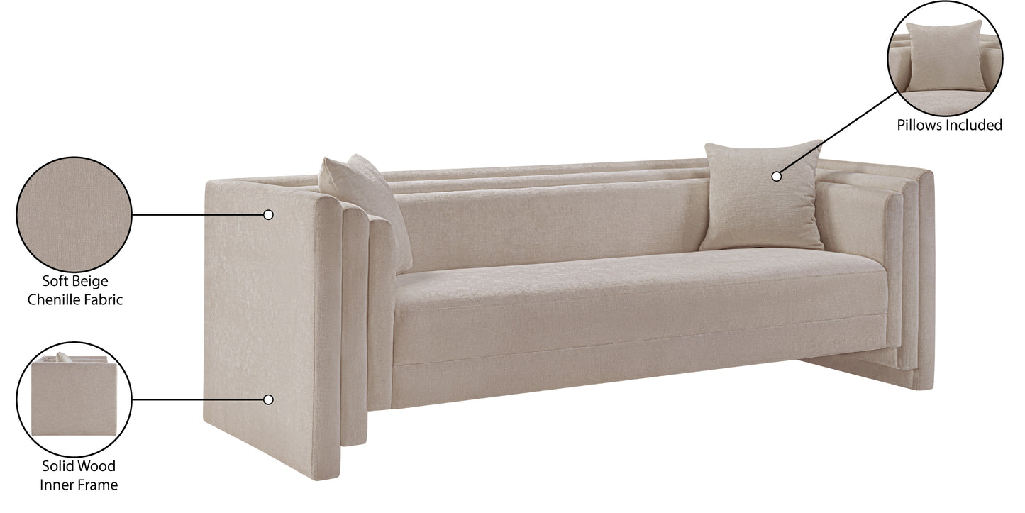 anzio beige chenille fabric sofa