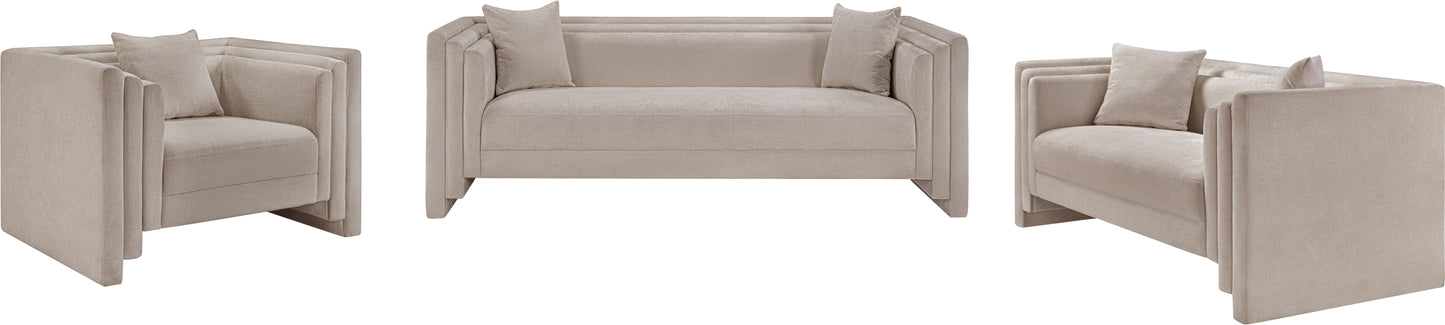 anzio beige chenille fabric sofa