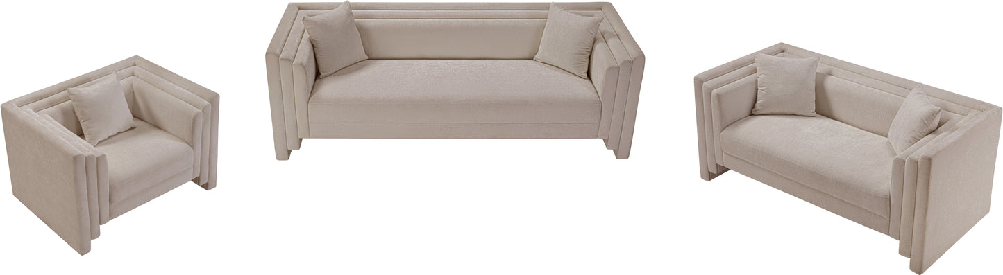 anzio beige chenille fabric sofa