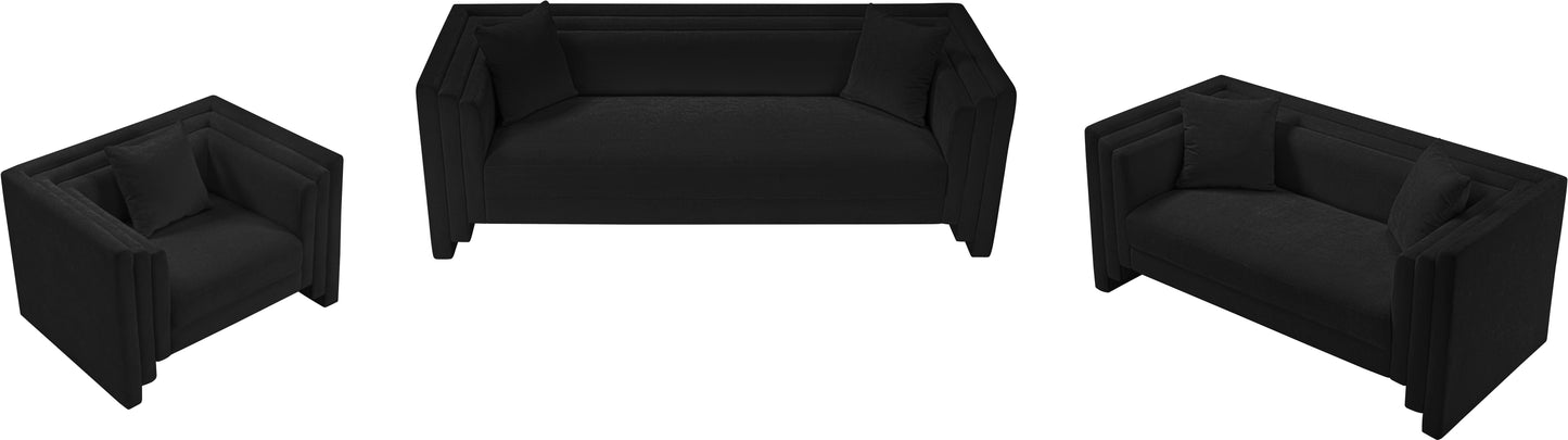 anzio black chenille fabric loveseat