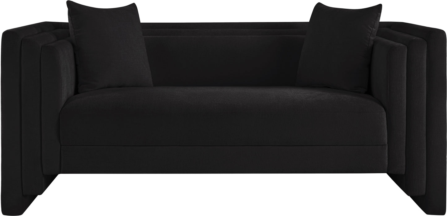 anzio black chenille fabric loveseat