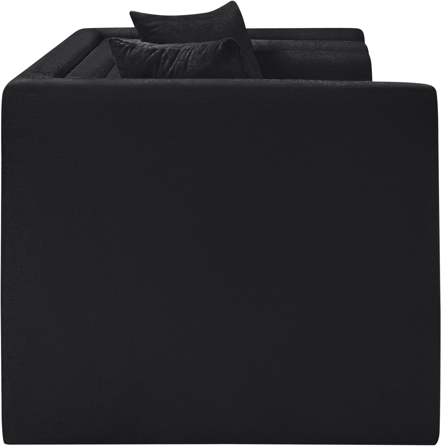 anzio black chenille fabric loveseat